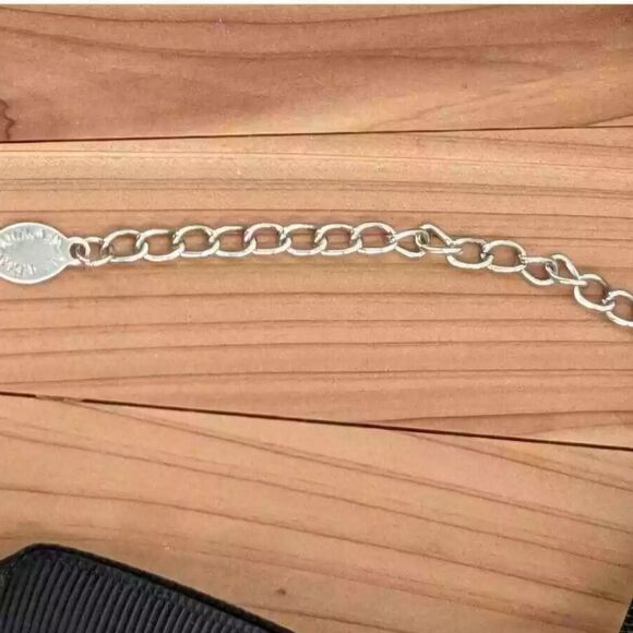 Ali-Kahn N.Y. Crystal Cluster Bead Necklace Black Silver Clear Ribbon Adjustable - Picture 9 of 10